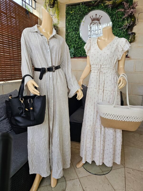 vestido beich mangas cortas