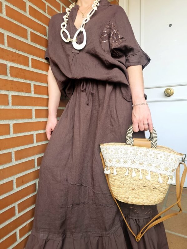 conjunto de saya lino 100%