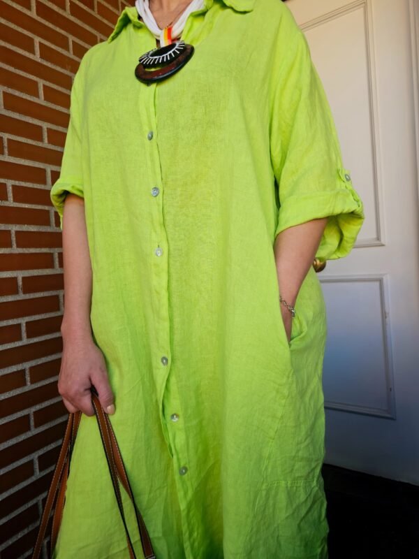 vestido lino 100%
