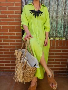 vestido lino 100%