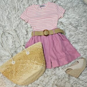 short lino unitalla con cinto