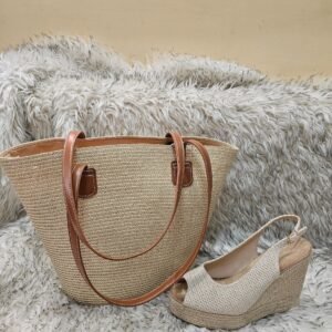 Cartera rafia y plataformas