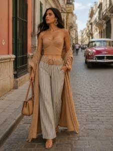 sobretodo de lino
top 
pantalon