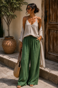 pantalon y blusa de lino